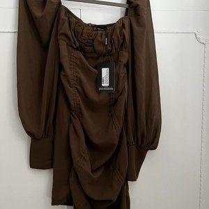 PrettyLittleThing Womens Brown and Khaki Dress